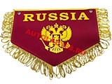 Вымпел пятиугольный Россия (ROSSIA) (28х18,5) красный фон