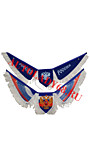 Вымпел тройной Россия + Герб  (бахрома) 56х14 Синий