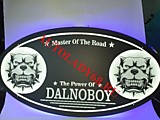Табличка светящаяся в спальник DALNOBOY овал (белый логотип, синяя подсв.) 75х40 24v