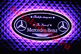 Табличка светящаяся в спальник MERCEDES овал (Новый логотип) 600х300 24v